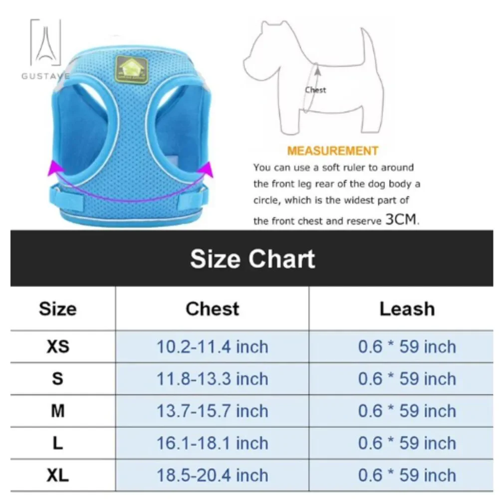 NEW - Dog Harness & Leash Set Small Reflective Breathable Mesh Pet Vest Small